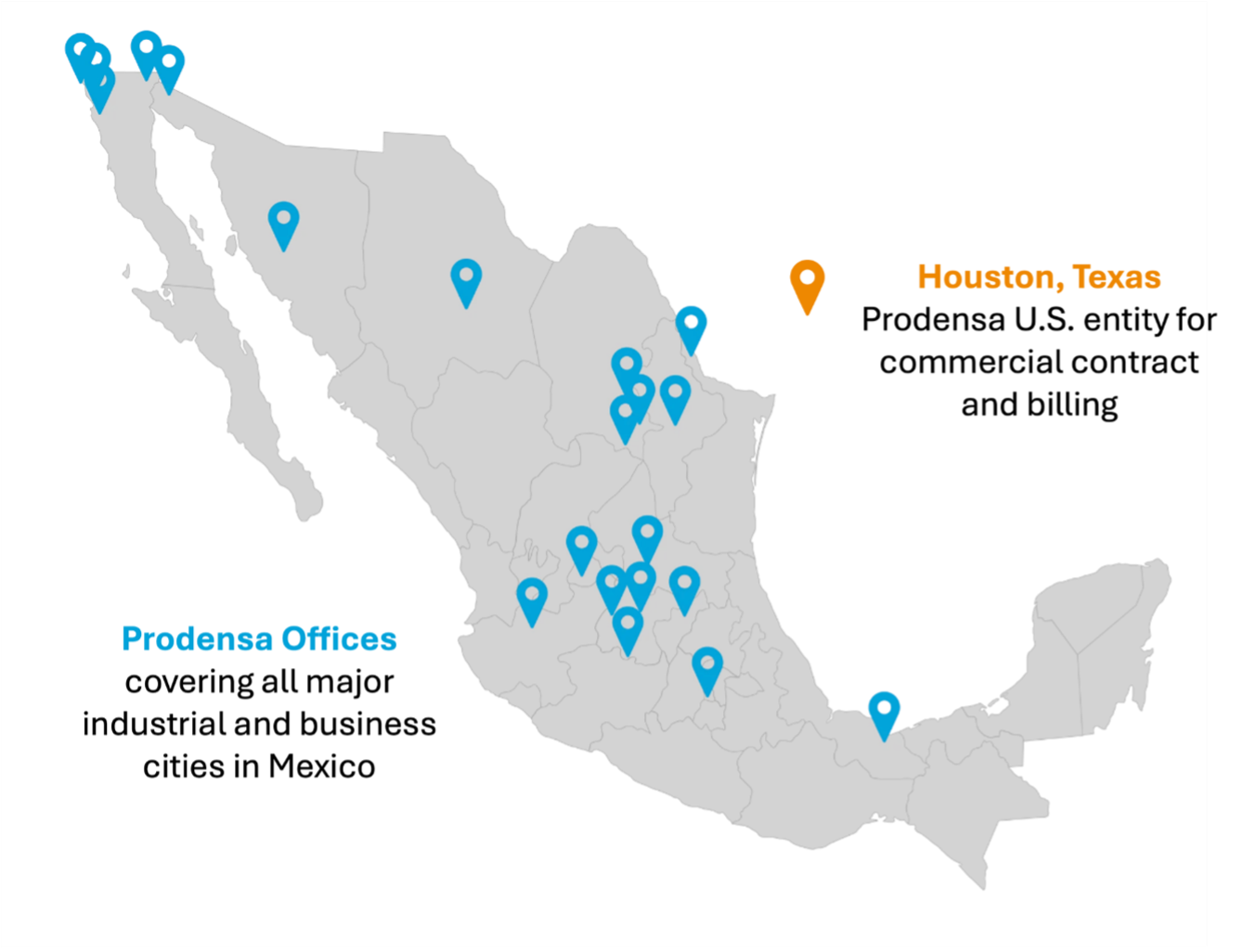 Prodensa offices throughout Mexico